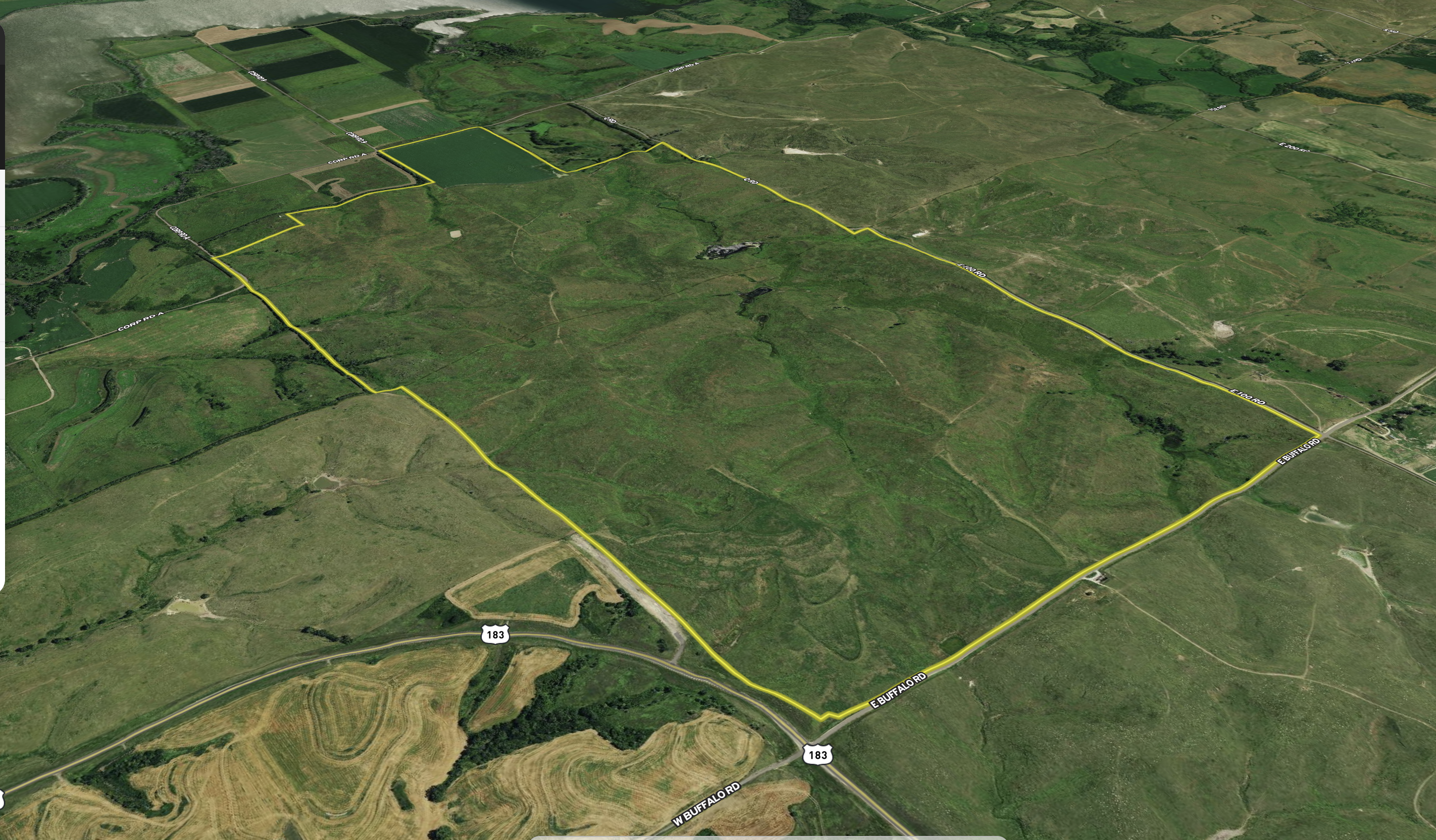 Tract 3. 641.4 +/- Acres in KS & 497.14 +/- Acres in NE